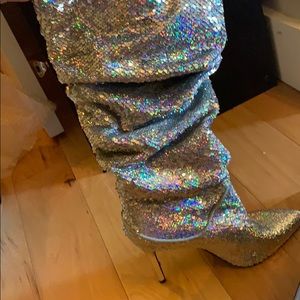 Sequin boots never worn! Size 7.5